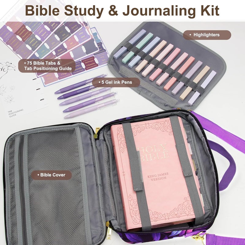 GUEER Bible Cover for Women, Bible Holder, Bible Cover Carrier Carrying Organizer Bag, God is Within Her She Will Not Fall, Zipper and Pockets for Standard Size Bible, Gift for Women（hengban） - Image 2